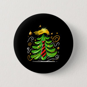 Badge Rond 5 Cm Trump Funny Christmas Tree