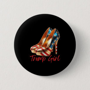Badge Rond 5 Cm Trump Girl High Heel Stilettos American Usa Drapea