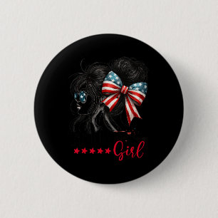 Badge Rond 5 Cm Trump Girl Messy Bun Sungles Trump 2024 Drapeau am