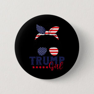 Badge Rond 5 Cm Trump Girl Messy Bun Trump 2024 Election American