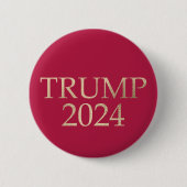 Badge Rond 5 Cm Trump Gold 2024 sur Red (Devant)