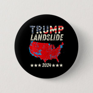 Badge Rond 5 Cm Trump Landslide 2024 Carte électorale Trump Winner
