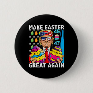 Badge Rond 5 Cm Trump Rend Pâques Encore Plus Grand 45 47 Lapin Ch
