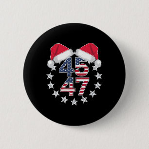 Badge Rond 5 Cm Trump Retour 45 47 Président Usa Santa Hat Christ