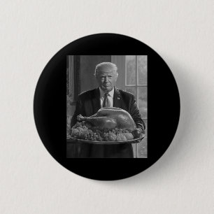 Badge Rond 5 Cm Trump Thanksgiving Turquie Funny Celebration