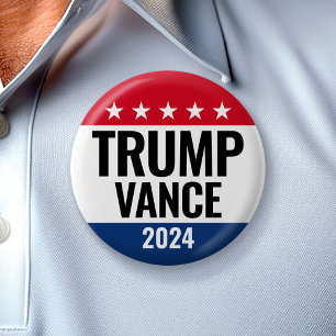 Badge Rond 5 Cm Trump Vance 2024 - Classic Campaign Design Stars