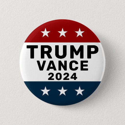Badge Rond 5 Cm Trump Vance 2024 Classic Star Pinback (Devant)