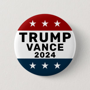 Badge Rond 5 Cm Trump Vance 2024 Classic Star Pinback