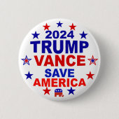 Badge Rond 5 Cm Trump Vance 2024 Sauvez l'Amérique (Devant)