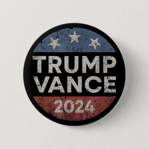 Badge Rond 5 Cm Trump Vance 2024 Vice-Président Élection Rétro 