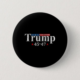 Badge Rond 5 Cm Trump vintage 2024 Drapeau américain rétro 45-47 T
