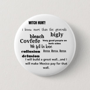 Badge Rond 5 Cm Trump Word Cloud Typographie politique