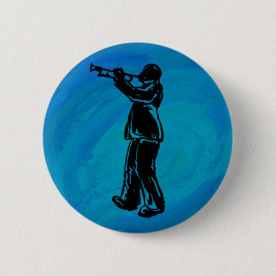 Badge Rond 5 Cm Trumpet bleu New York Boogie Nuits