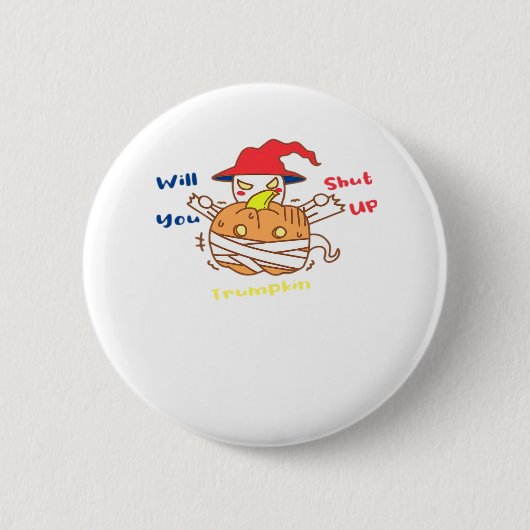 Badge Rond 5 Cm Trumpkin Halloween Election Debate Et Joe Biden (Devant)