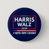 Badge Rond 5 Cm Truth Hope Decency Harris Walz 2024 (Devant)