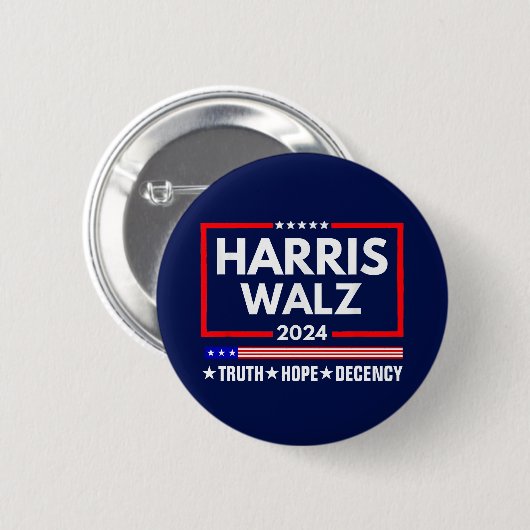Badge Rond 5 Cm Truth Hope Decency Harris Walz 2024 (Devant & derrière)