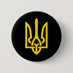 Badge Rond 5 Cm Tryzub symbole de l'Ukraine 