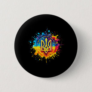 Badge Rond 5 Cm Tryzub Ukraine Trident ukrainien