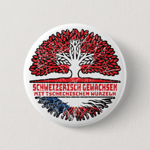 Badge Rond 5 Cm Tschechien Tschechisch Schweizer Schweiz Baum