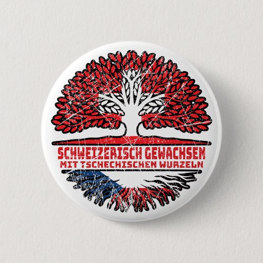 Badge Rond 5 Cm Tschechien Tschechisch Schweizer Schweiz Baum (Devant)