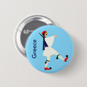 Badge Rond 5 Cm Tsolias (Evzones) avec fustanella Grèce souvenir (Devant & derrière)