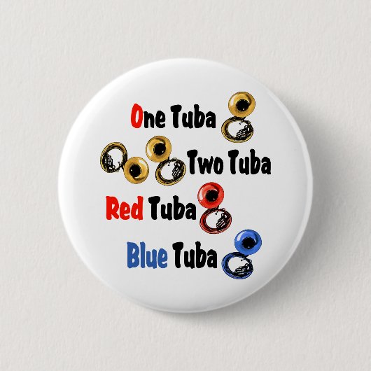Badge Rond 5 Cm Tuba Bleu Rouge (Devant)