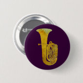 Badge Rond 5 Cm Tuba d'or (Devant & derrière)