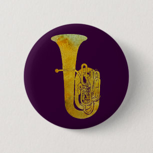 Badge Rond 5 Cm Tuba d'or