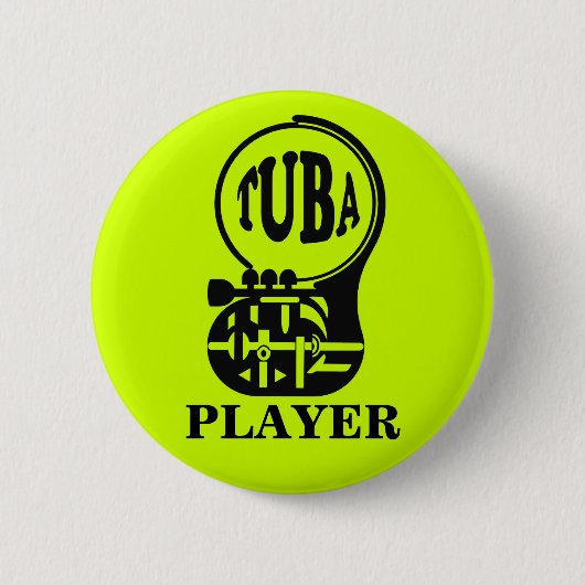 Badge Rond 5 Cm TUBA, Joueur Tuba (Devant)