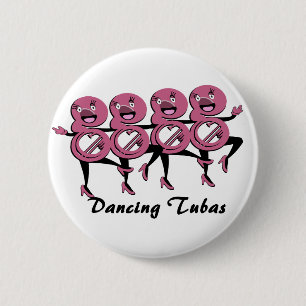 Badge Rond 5 Cm Tubas dansant / rose