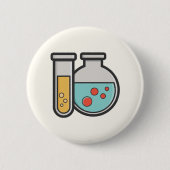 Badge Rond 5 Cm Tube d'essai de chimie et bécher (Devant)