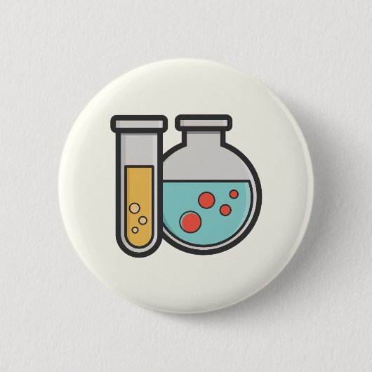 Badge Rond 5 Cm Tube d'essai de chimie et bécher (Devant)