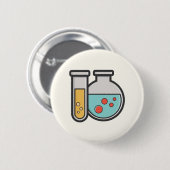 Badge Rond 5 Cm Tube d'essai de chimie et bécher (Devant & derrière)