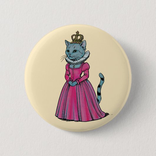Badge Rond 5 Cm Tudor Cat Queen Mouser Histoire (Devant)