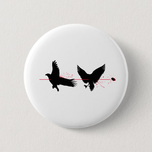 Badge Rond 5 Cm Tuer Deux Oiseaux Avec Une Pierre (Devant)