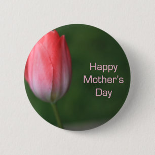 Badge Rond 5 Cm tulipe rouge, bonne fête des mères
