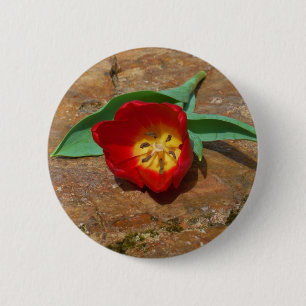 Badge Rond 5 Cm Tulipe rouge du printemps