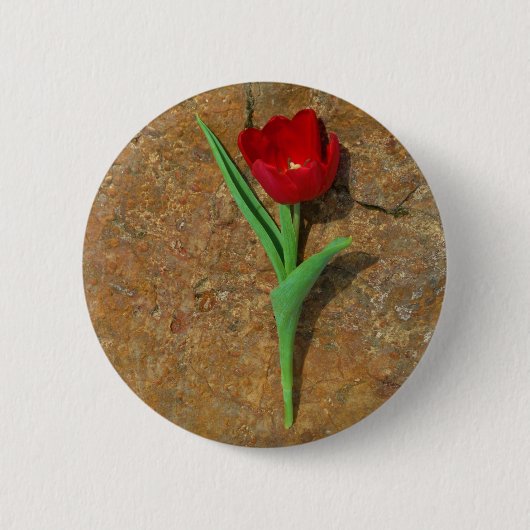 Badge Rond 5 Cm Tulipe rouge et jaune (Devant)