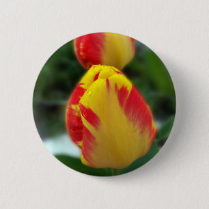 Badge Rond 5 Cm tulipe rouge jaune