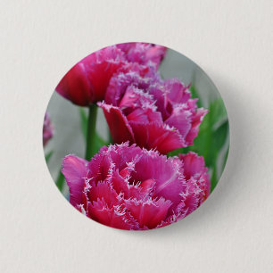 Badge Rond 5 Cm Tulipes à perroquets roses