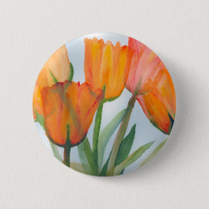 Badge Rond 5 Cm Tulipes d'agrumes orange