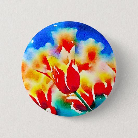 Badge Rond 5 Cm Tulipes d'aquarelle (Devant)