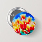 Badge Rond 5 Cm Tulipes d'aquarelle (Devant & derrière)