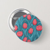 Badge Rond 5 Cm Tulipes en bleu et rouge (Devant & derrière)