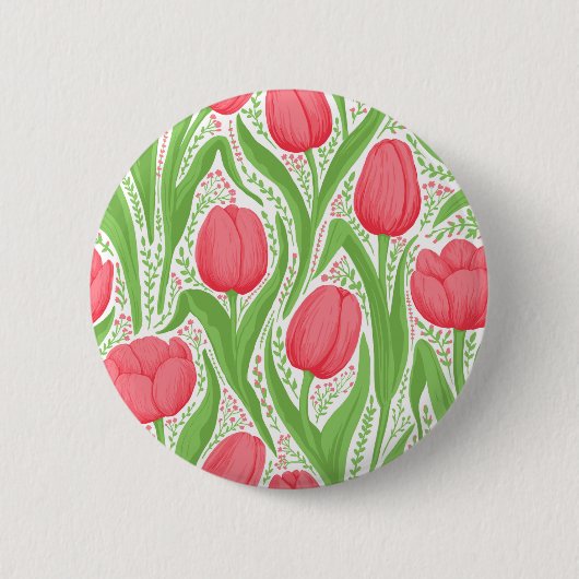Badge Rond 5 Cm Tulipes en rouge et vert (Devant)