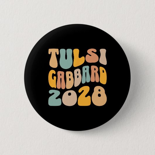 Badge Rond 5 Cm Tulsi Gabrd 2028 For President Wavy Groovy Electio (Devant)