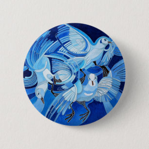 Badge Rond 5 Cm Tumbler Pigeons in Cerulean Blue