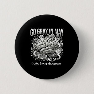 Badge Rond 5 Cm Tumeur cérébrale sensibilisation porter gris en ma