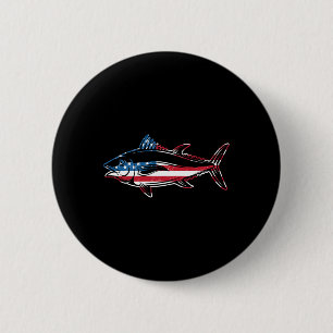 Badge Rond 5 Cm Tuna Fishing Drapeau américain Giant Bluefin Poiss