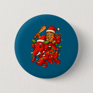 Badge Rond 5 Cm Tung Tung Sahur à cheval sur un éléphant Noël Ital